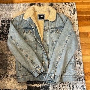 Zara Sherpa Lined Denim Jacket